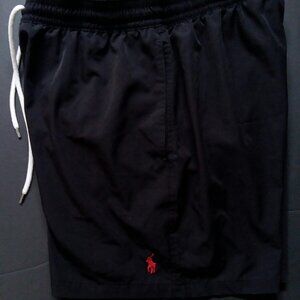 Nice Iconic Classic Polo Ralph Lauren Black Red Pony Swim Beach Shorts XL